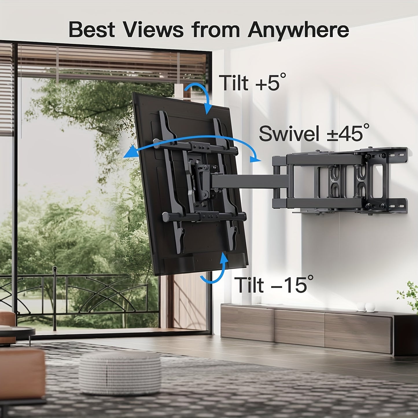 Full Motion TV Wall Mount for 37-75 Inch TVs | Articulating Arms, Swivel & Tilt