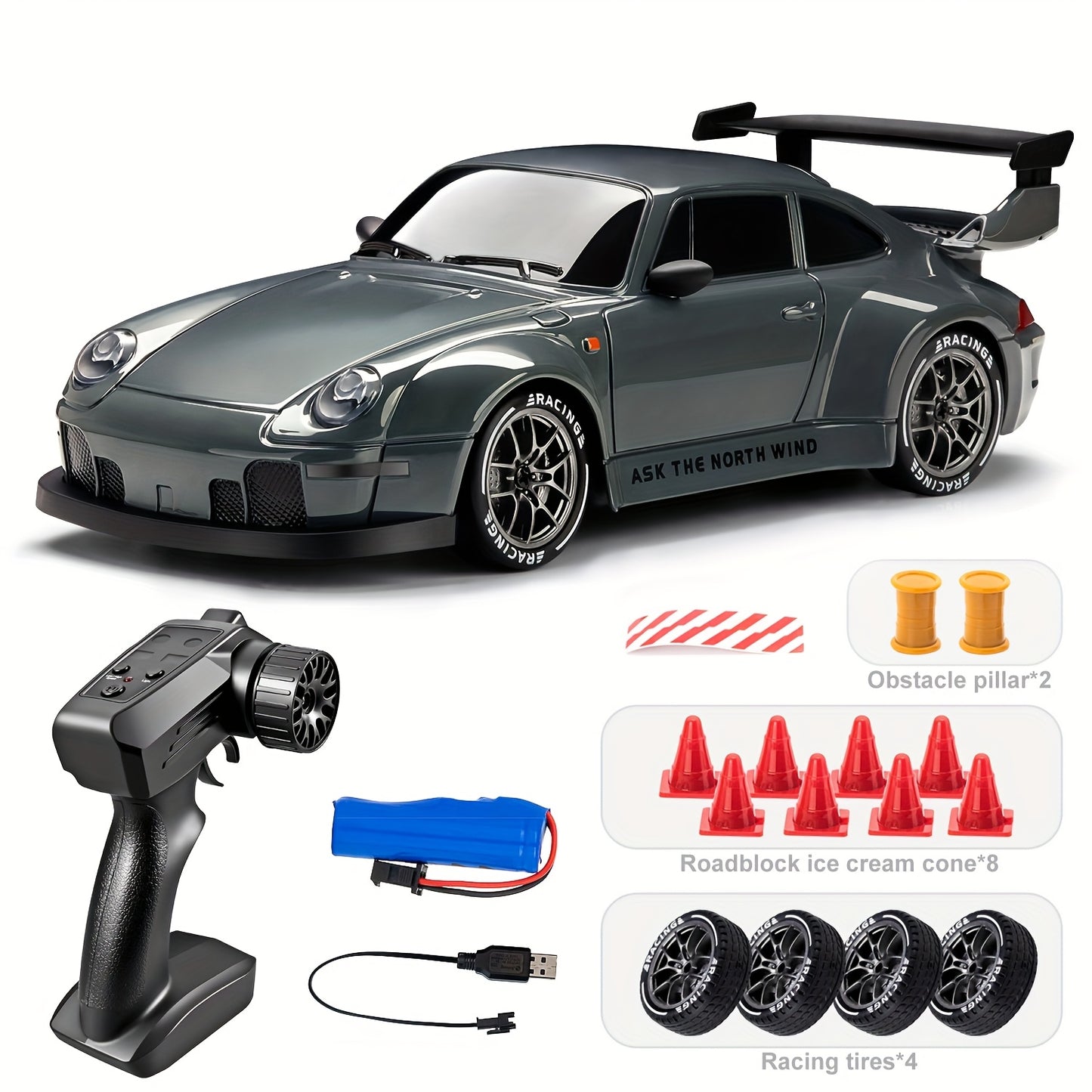 1:24 RC Drift Racing Car – 2.4GHz High-Speed Remote Car with Lights & Tires Moktan Sabai