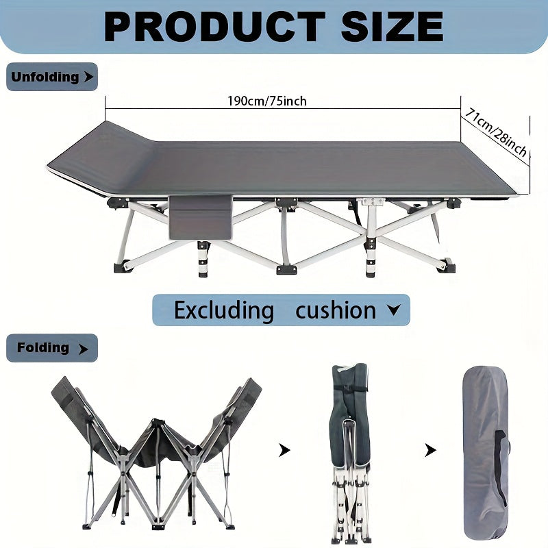 75 Folding Camping Bed – Heavy Duty Outdoor Guest Cot, 450–500lbs, Portable w/ Bag