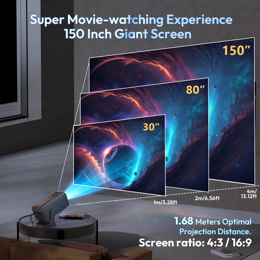 4K Mini Projector with WiFi & Android | Smart Portable Home Theater Projector