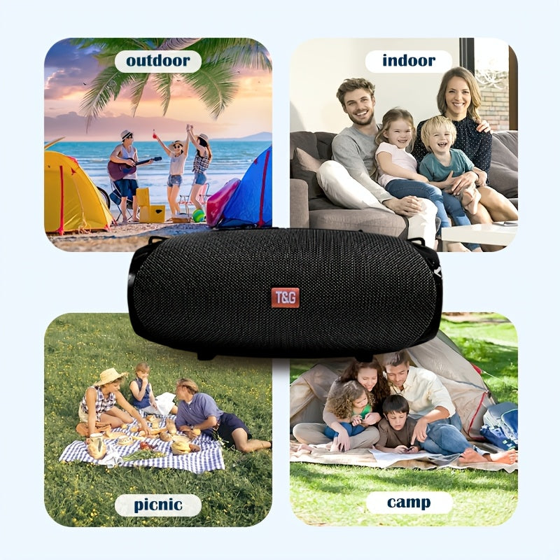Portable Bluetooth Speaker with TWS Stereo, FM, USB/TF Card, Mic, Hi-Res Audio