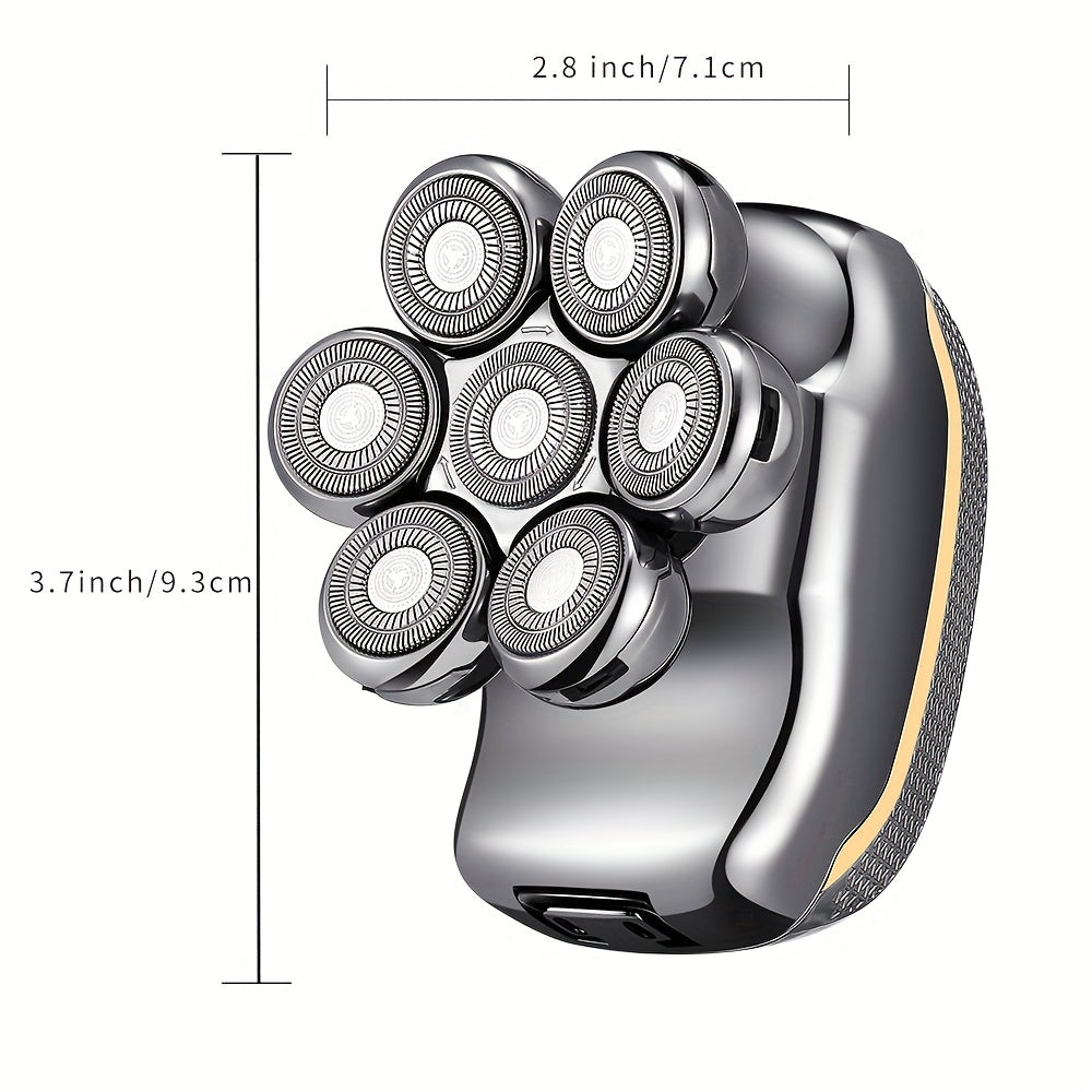 6-in-1 Rechargeable Head Shaver for Men – Wet Dry Razor, Beard Trimmer, Clippers