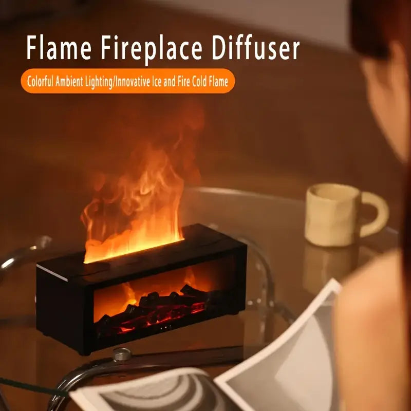 USB-Powered Fireplace Air Freshener with LED Flame Effect for Home & Office