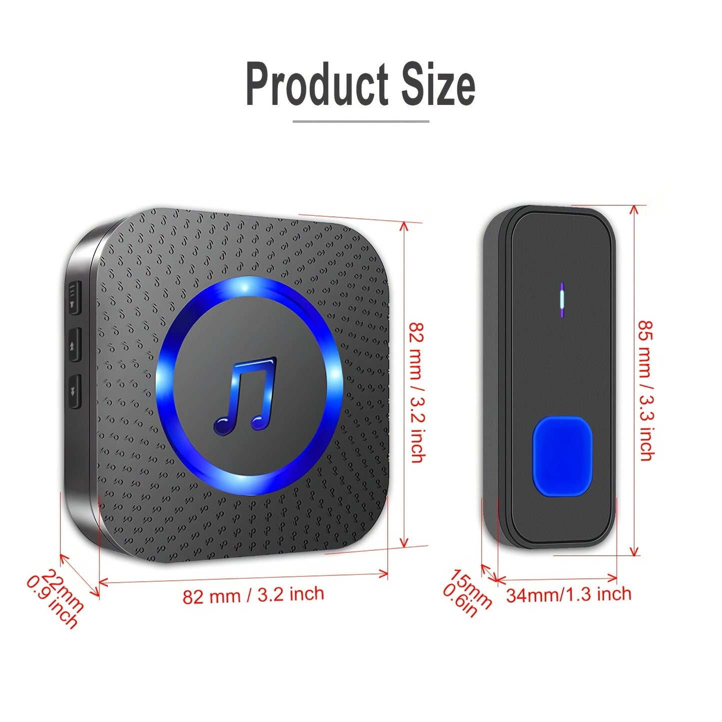 Wireless Doorbell System with 2 Transmitters & 2 Plug-in Receivers, 1000ft Range
