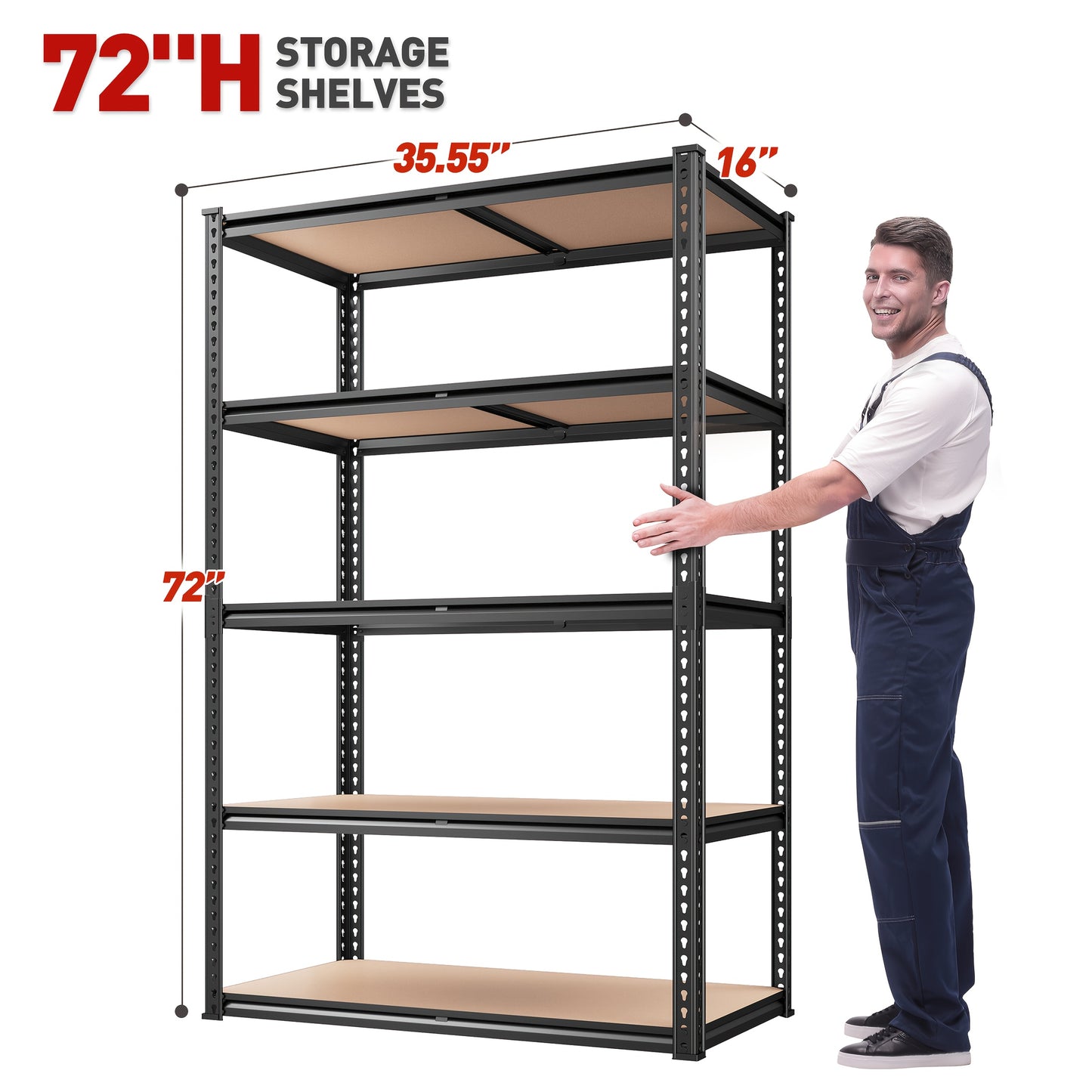 2000LBS Heavy Duty Garage Shelving – 5 Tier Adjustable Metal Storage Rack, Black