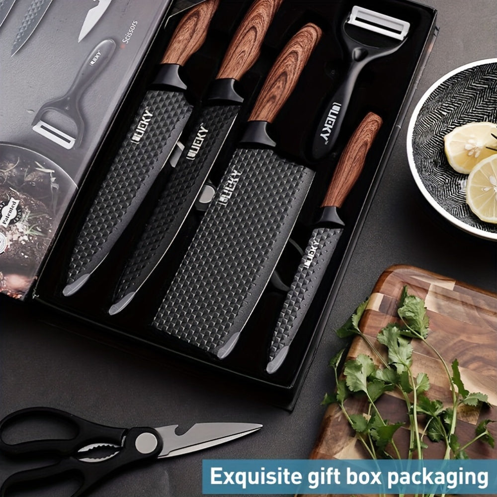6-Piece Professional Kitchen Knife Set – Chef’s Knives with Wooden Handles & Gift Box