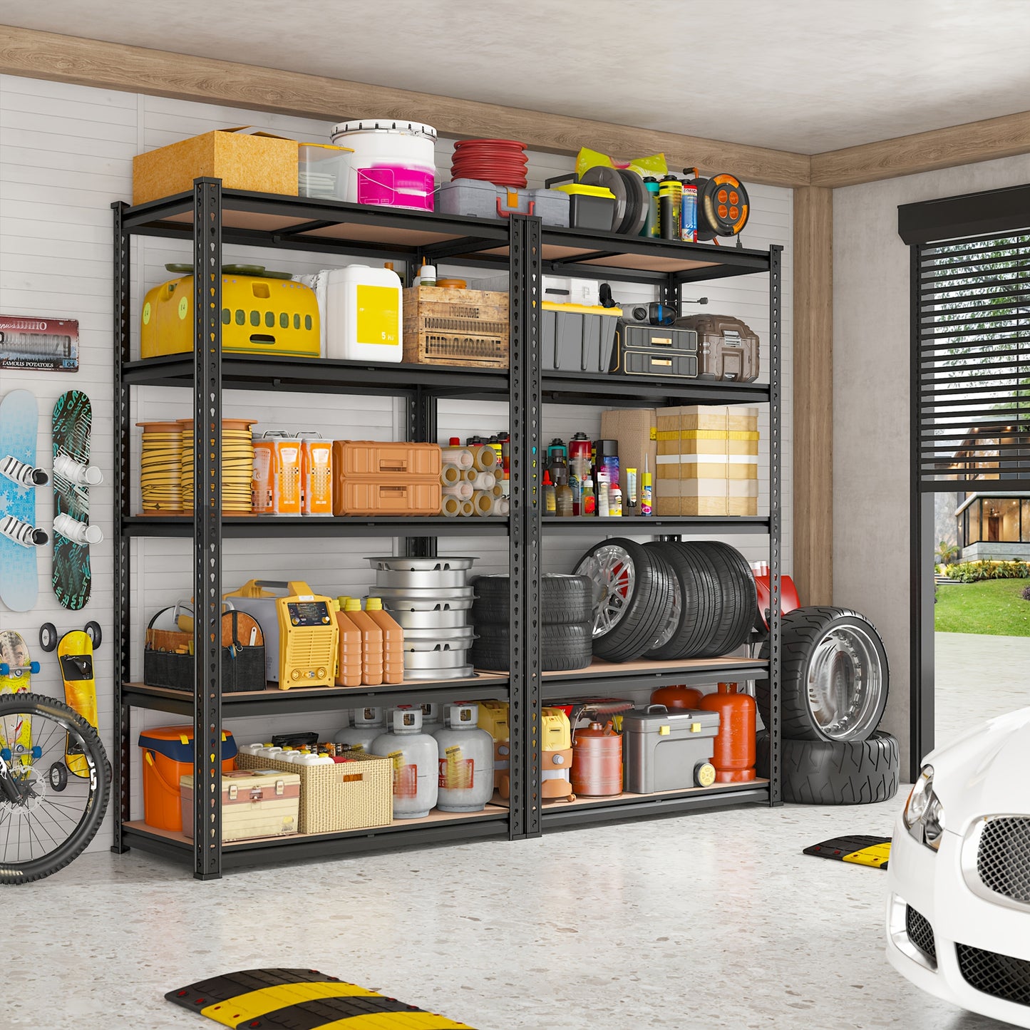 2000LBS Heavy Duty Garage Shelving – 5 Tier Adjustable Metal Storage Rack, Black
