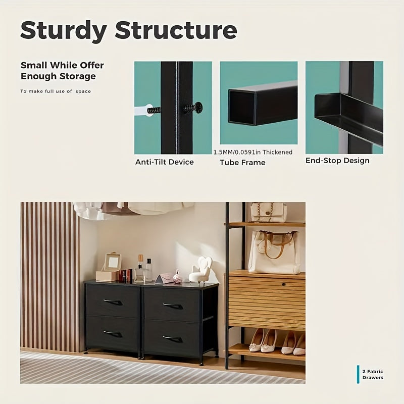 Set of 2 Nightstands with Drawers, Small End Tables with Storage for Bedroom & Office