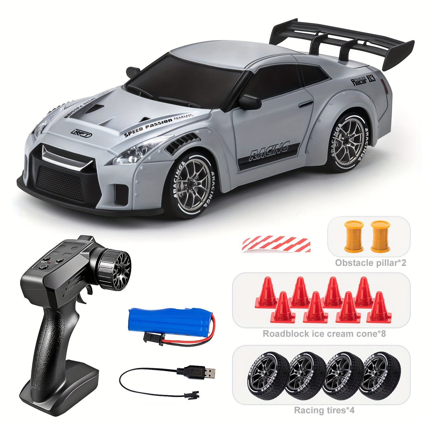 1:24 RC Drift Racing Car – 2.4GHz High-Speed Remote Car with Lights & Tires Moktan Sabai