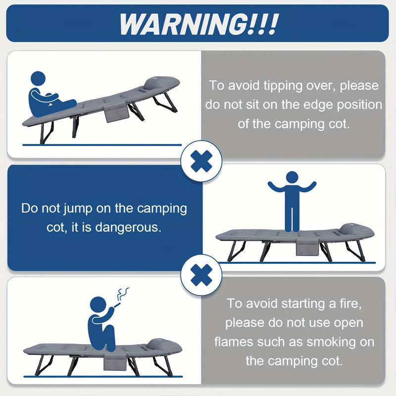 75 Folding Camping Bed – Heavy Duty Outdoor Guest Cot, 450–500lbs, Portable w/ Bag