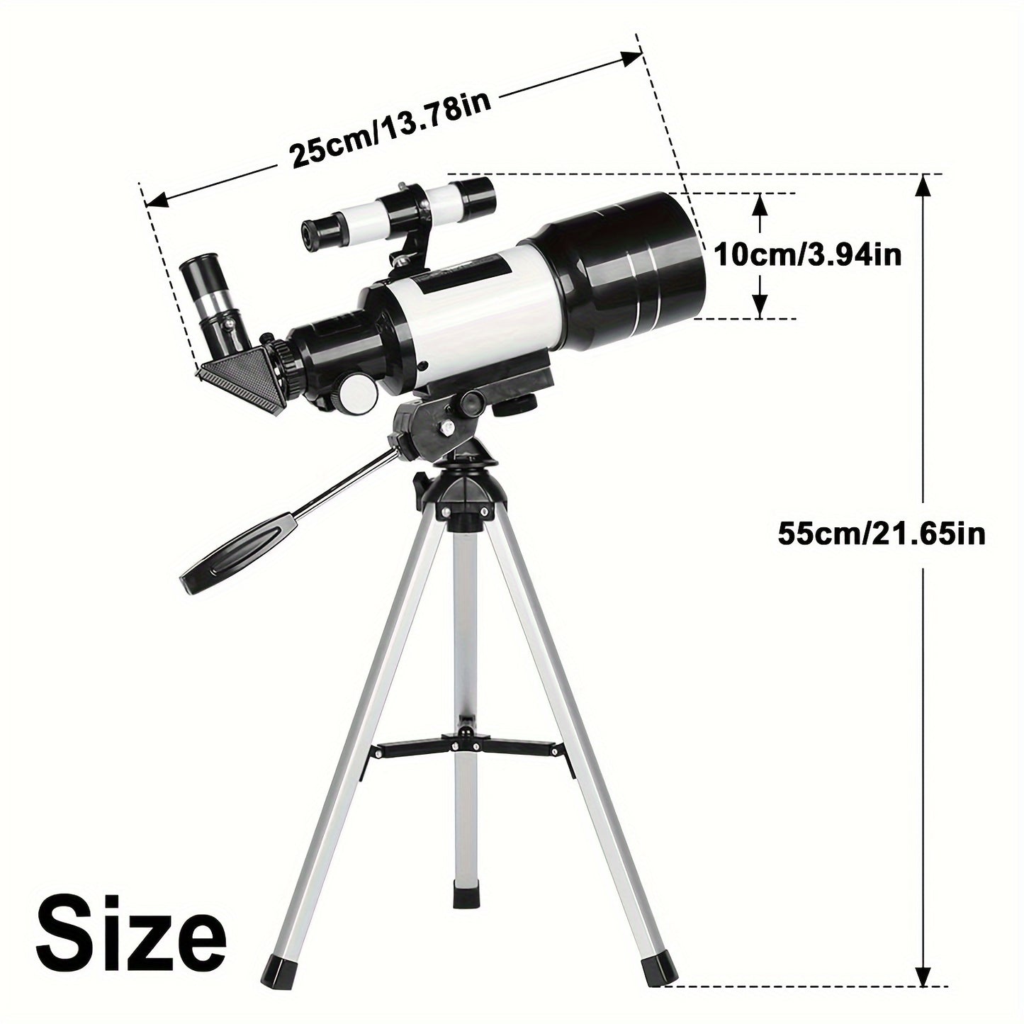 1150X Telescope for Adults, 70mm Refractor with Tripod, Phone Mount, Barlow