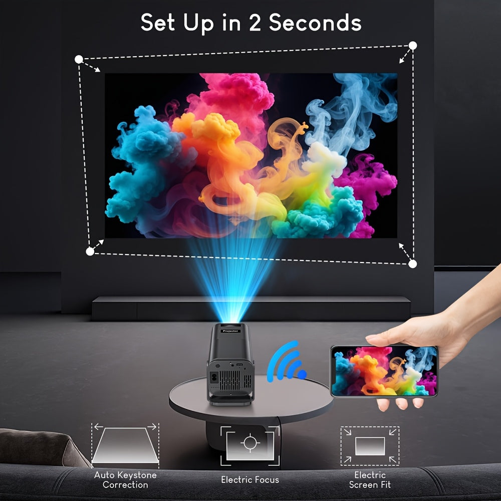 4K Mini Projector with WiFi & Android | Smart Portable Home Theater Projector