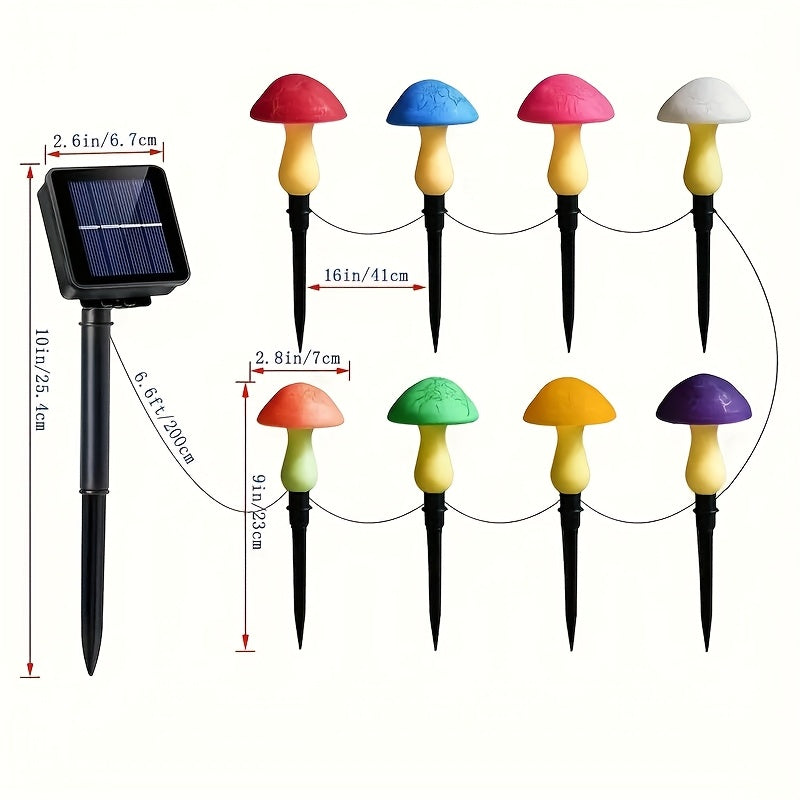 Solar Mushroom Garden Lights Outdoor, 8 LED Decorative Landscape Lights IP65 Waterproof