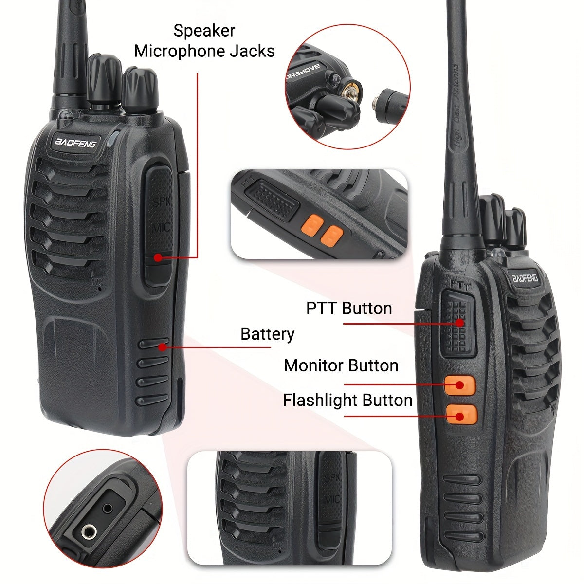 Long Range Walkie Talkies for Adults, Rechargeable 2-Way Radios with Earpieces