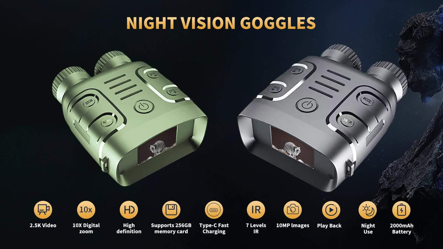 2.5K Night Vision Binoculars with Zoom & Recording, 800m Infrared Goggles Outdoor
