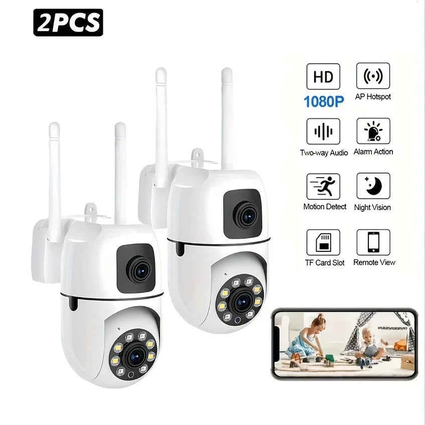 Home Security Cameras Wireless Dual Lens 1080P WiFi with Night Vision