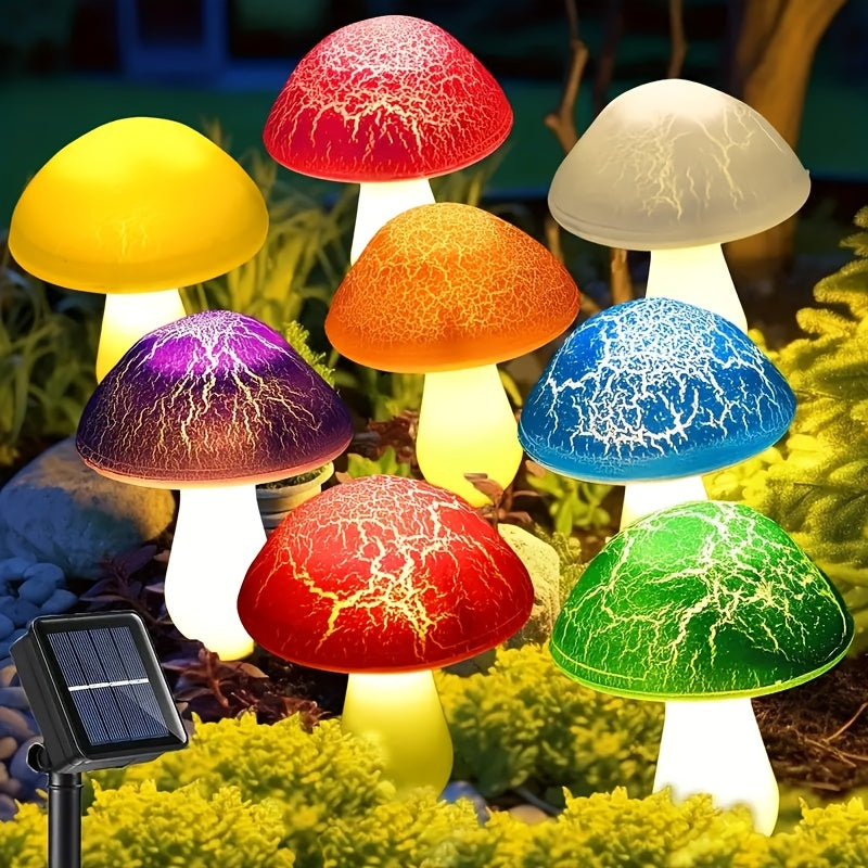 Moktan Sabai Solar Mushroom Garden Lights Outdoor, 6 LED Decorative Landscape Lights IP65 Waterproof 6 Colorful Crack Mushrooms