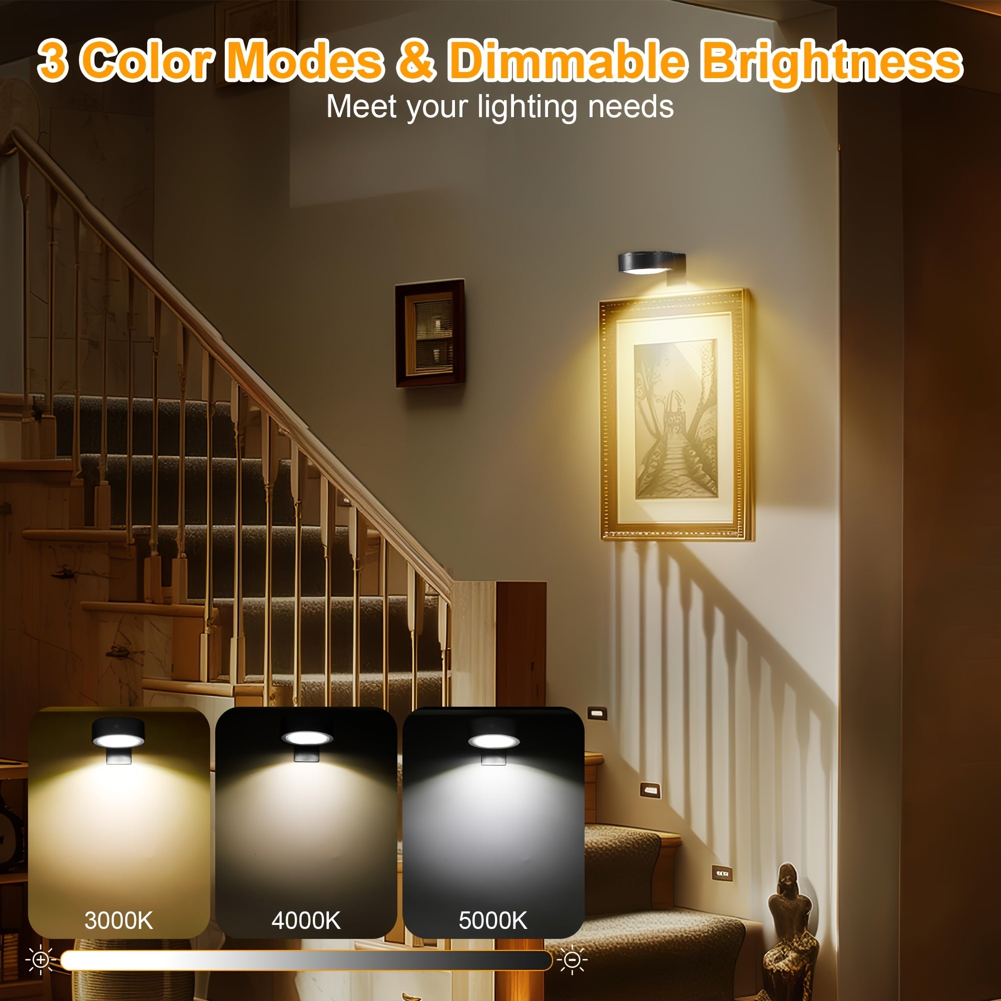 Moktan Sabai Magnetic LED Picture Lights with Remote – Dimmable Wall Art Lights Battery Powered
