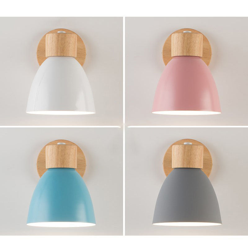 Moktan Sabai Modern Minimalist Wooden Cone Wall Sconce LED E27 Wall Light