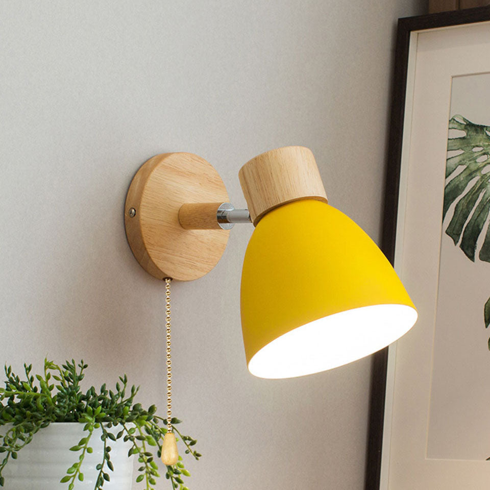 Moktan Sabai Modern Minimalist Wooden Cone Wall Sconce LED E27 Wall Light