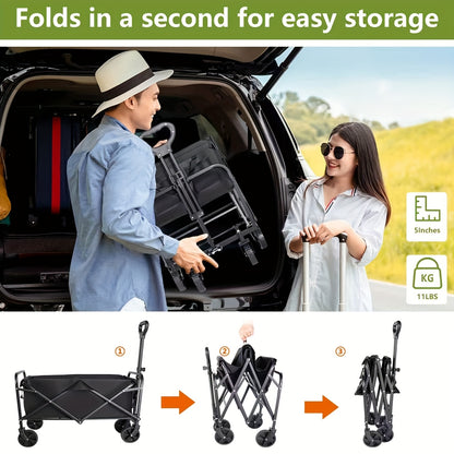Heavy Duty Folding Utility Cart – 680LBS All-Terrain Wagon for Outdoor & Yard Use