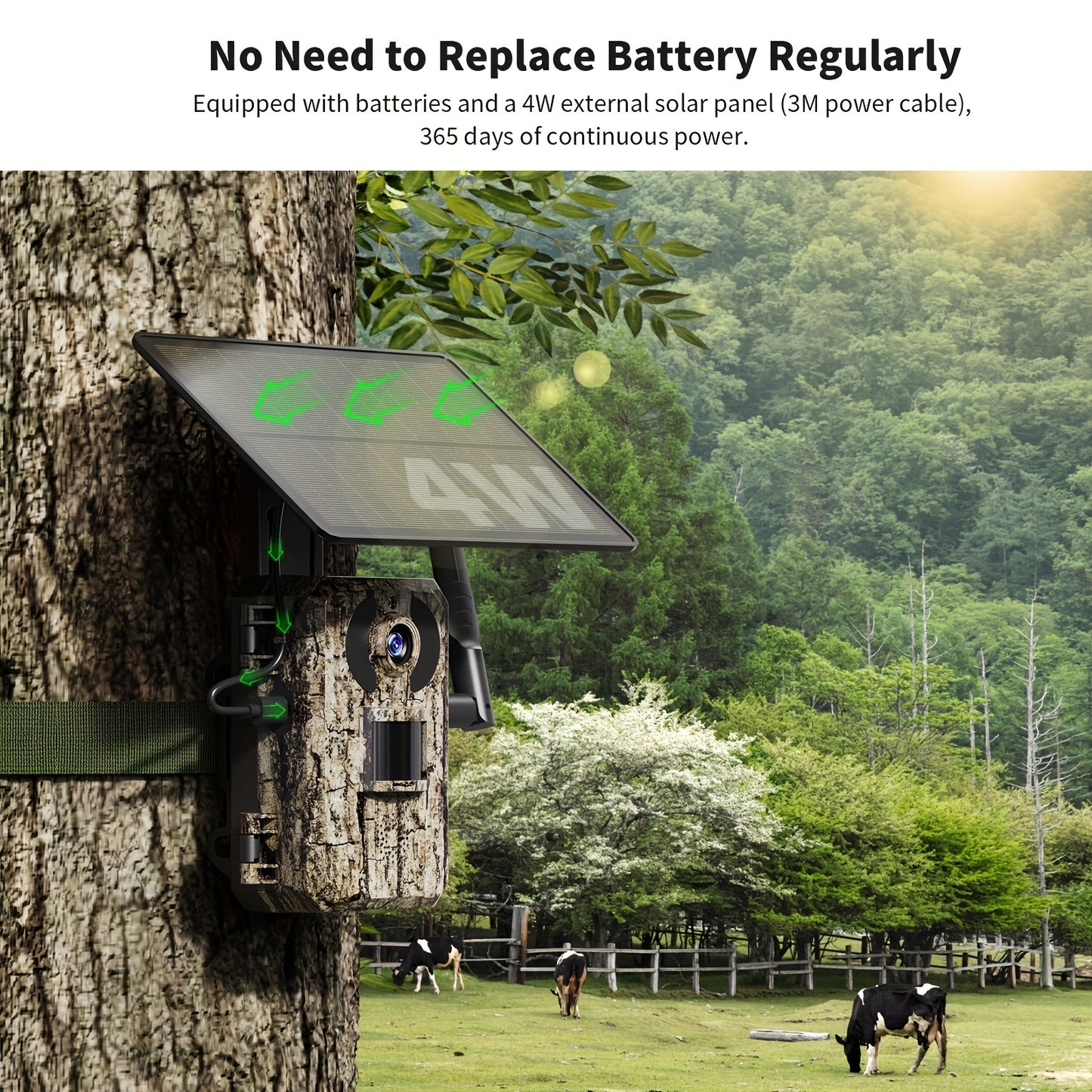 4K Hunting Trail Camera with 4G Live View - Solar Powered, 0.2s Trigger & Auto Night Vision