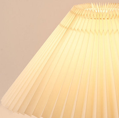 Japanese Minimalist Wooden Table Lamp Pleated Shade LED Indoor Lighting