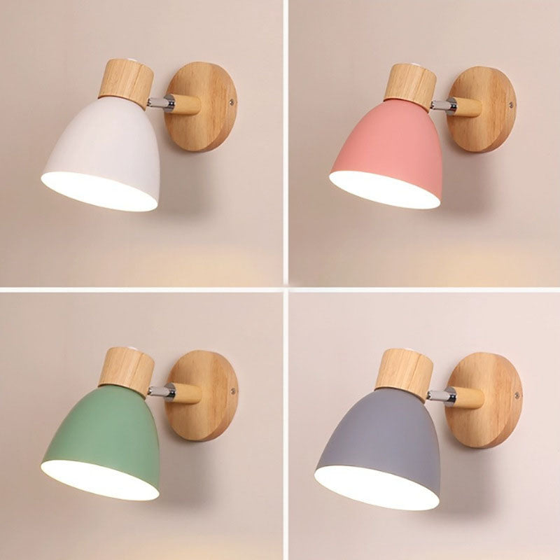 Moktan Sabai Modern Minimalist Wooden Cone Wall Sconce LED E27 Wall Light