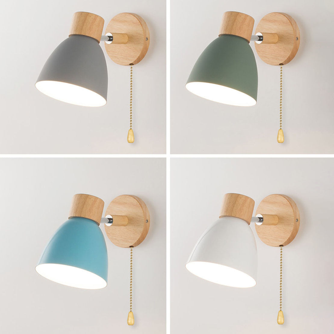 Moktan Sabai Modern Minimalist Wooden Cone Wall Sconce LED E27 Wall Light