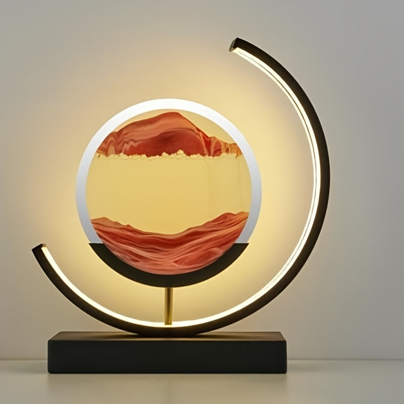 Moktan Sabai Sandscape Hourglass Table Lamp – Moving Sand Art LED Gift Light for Decor Orange