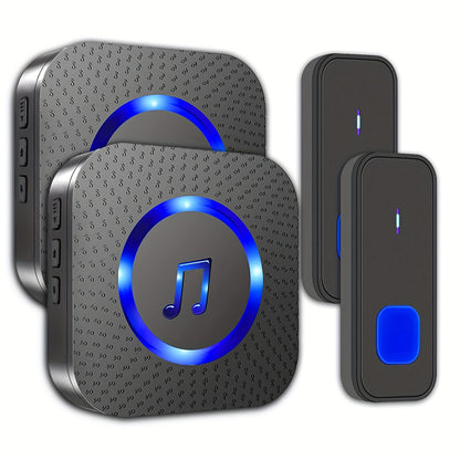Wireless Doorbell System with 2 Transmitters & 2 Plug-in Receivers, 1000ft Range