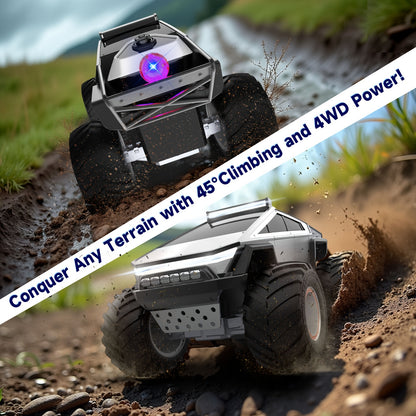 RC Monster Truck 4WD Remote Control Car Off-Road Toy with LED Lights for Kids 6+