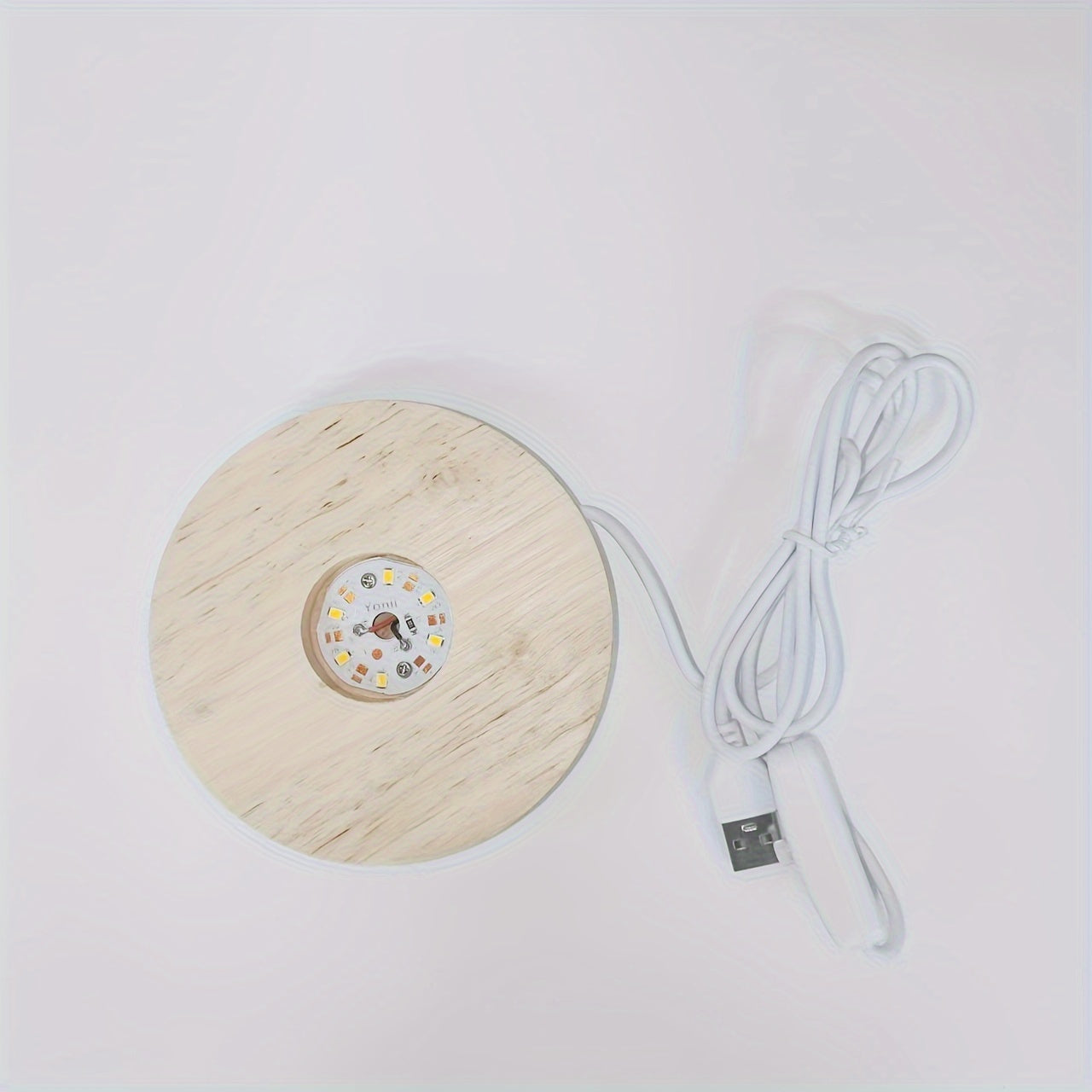 Moktan Sabai Wooden LED Light Base USB Powered | 6-LED Display Stand for Acrylic, Crystal