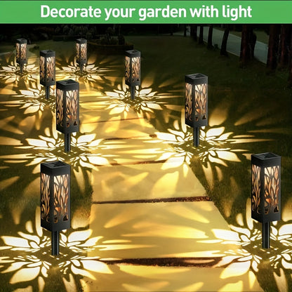 8-Pack Solar Pathway Lights – Motion Sensor, IPX5 Waterproof, Warm/Yellow LED