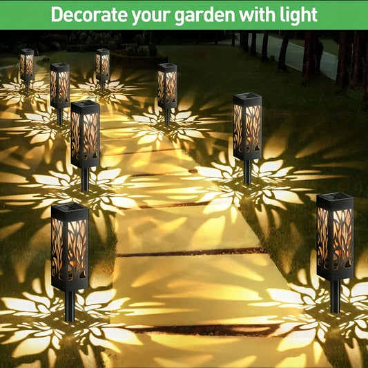 8-Pack Solar Pathway Lights – Motion Sensor, IPX5 Waterproof, Warm/Yellow LED