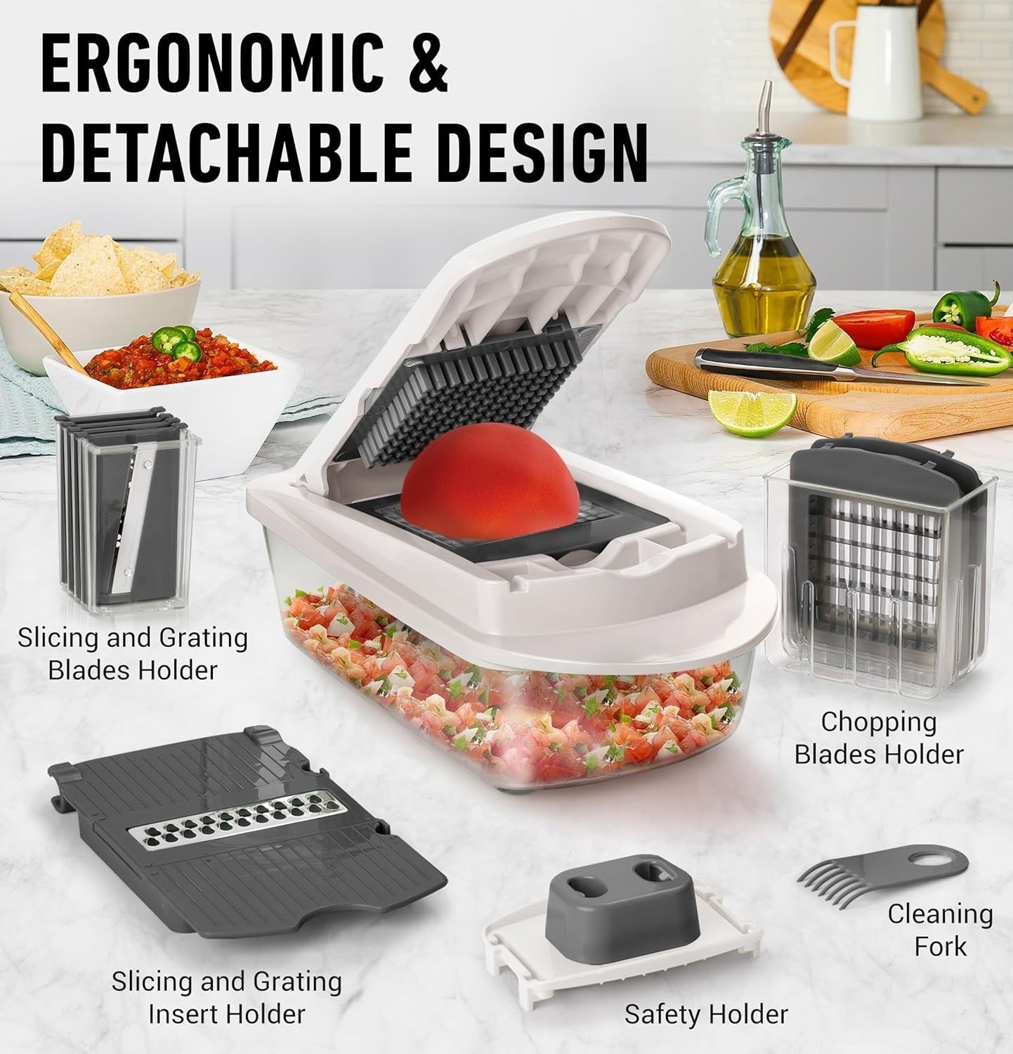 Moktan Sabai 8 in 1 Vegetable Slicer Chopper with Container Mandoline Cutter