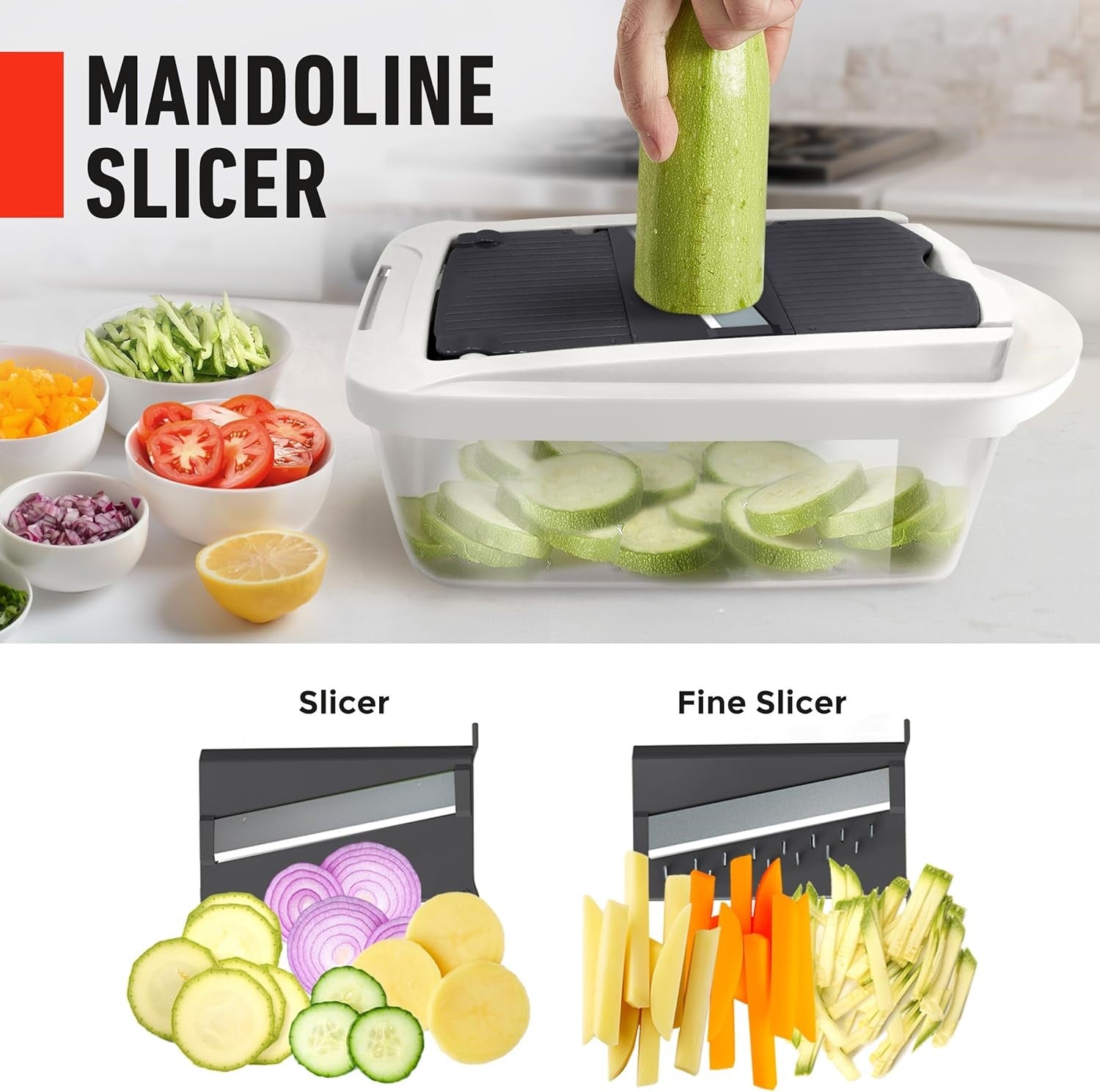 Moktan Sabai 8 in 1 Vegetable Slicer Chopper with Container Mandoline Cutter