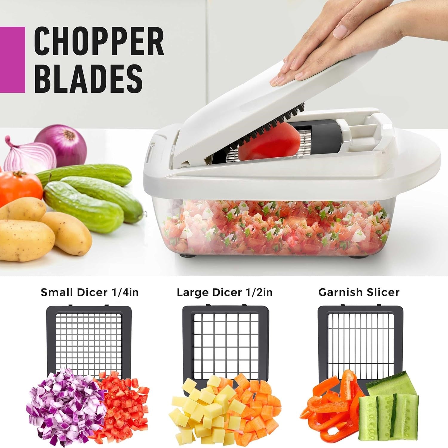 Moktan Sabai 8 in 1 Vegetable Slicer Chopper with Container Mandoline Cutter