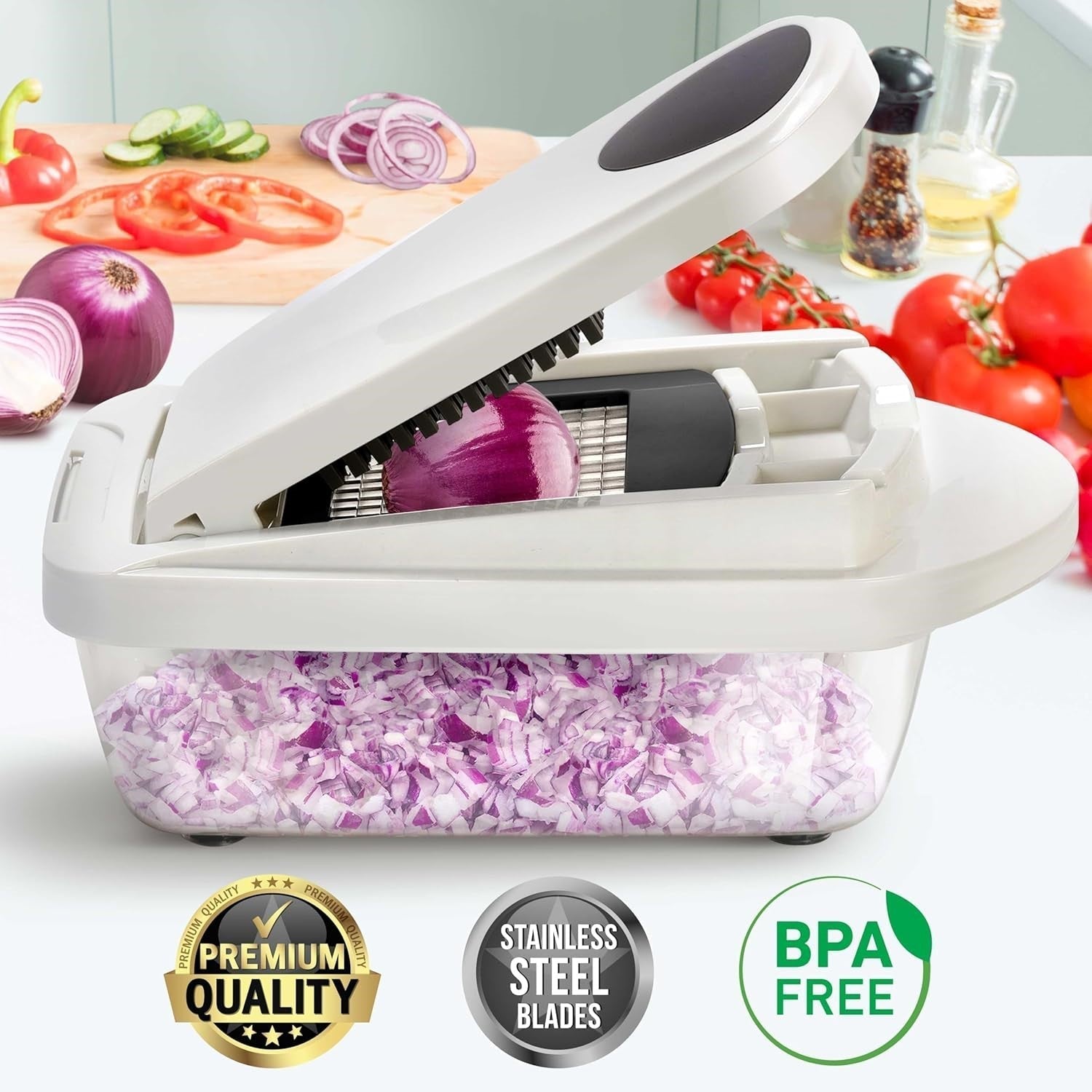 Moktan Sabai 8 in 1 Vegetable Slicer Chopper with Container Mandoline Cutter