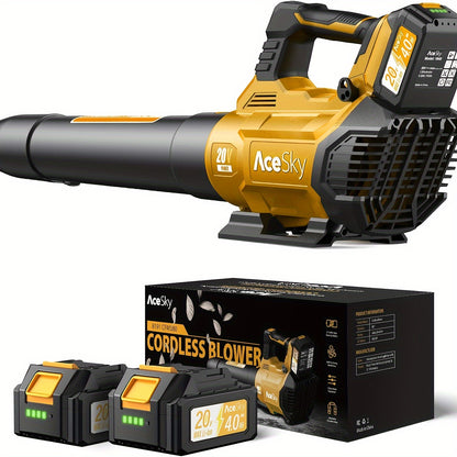 Powerful Cordless Leaf Blower 580CFM 2x4.0Ah Battery, 3-Speed, Lightweight