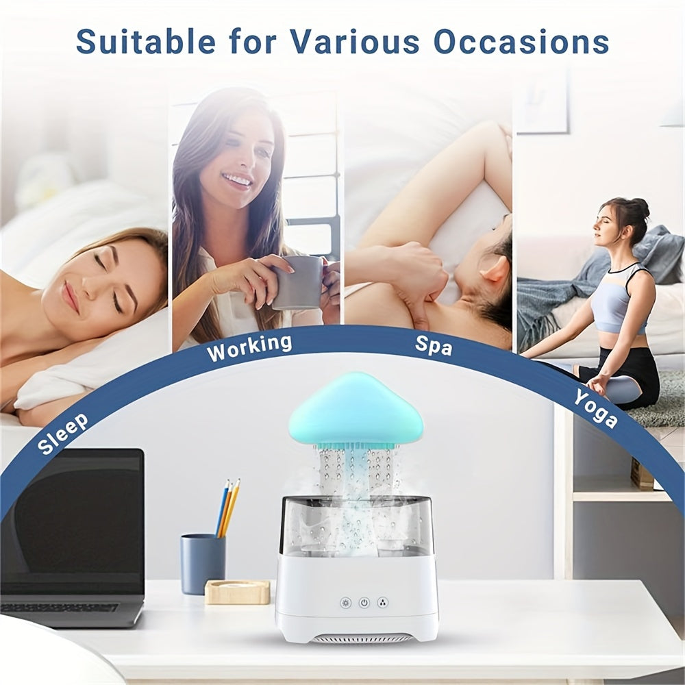 Moktan Sabai Rain Cloud Humidifier – 7-Color Aromatherapy Diffuser with Remote for Bedroom