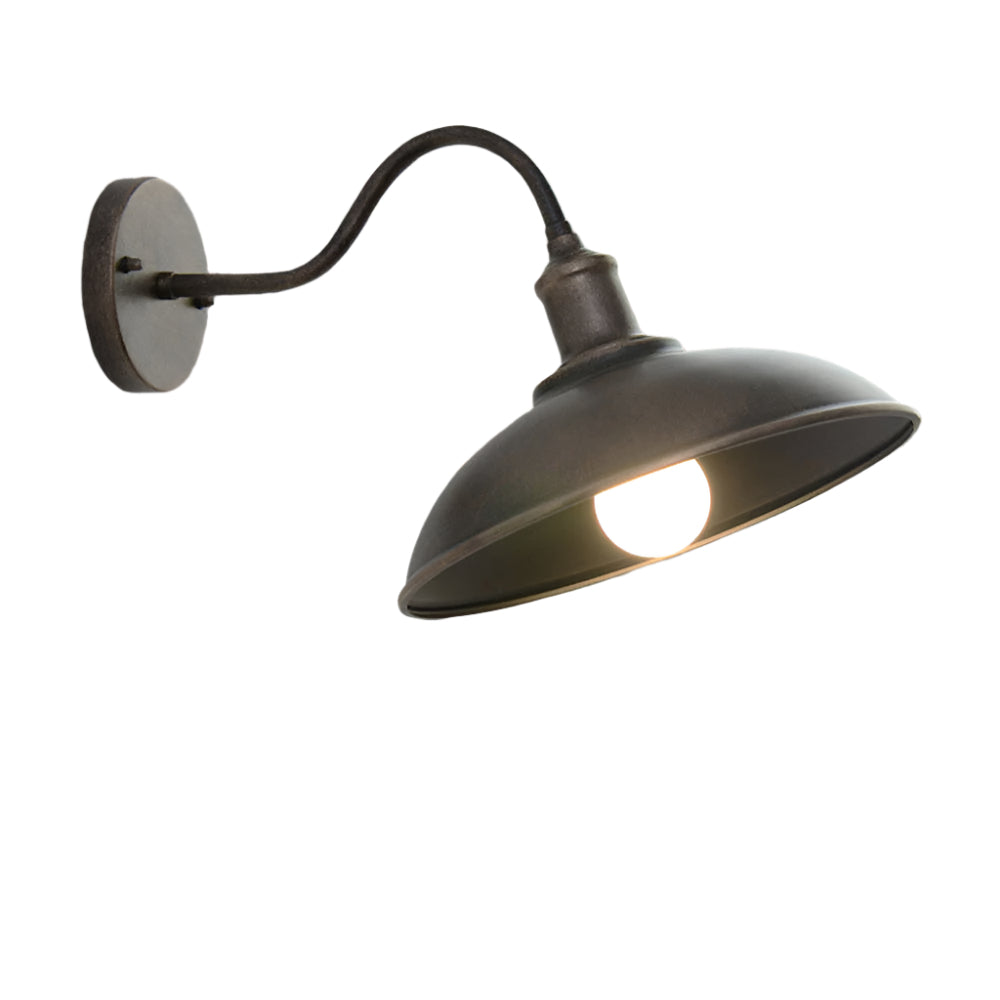 Moktan Sabai Vintage Industrial Iron Bowl Outdoor Wall Light LED Wall Sconce