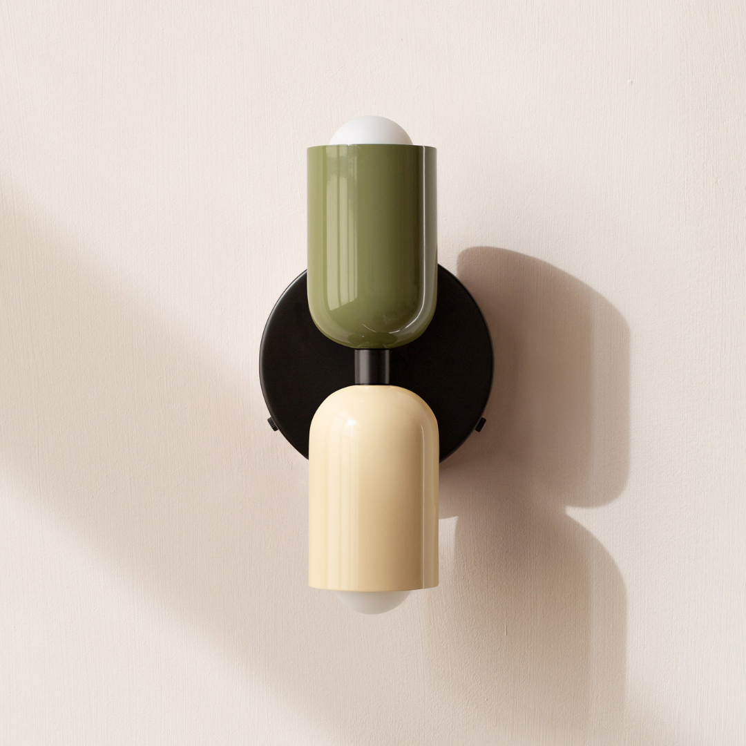 Moktan Sabai Modern Minimalist Cylinder LED Wall Sconce Iron Indoor Wall Light Green White Black