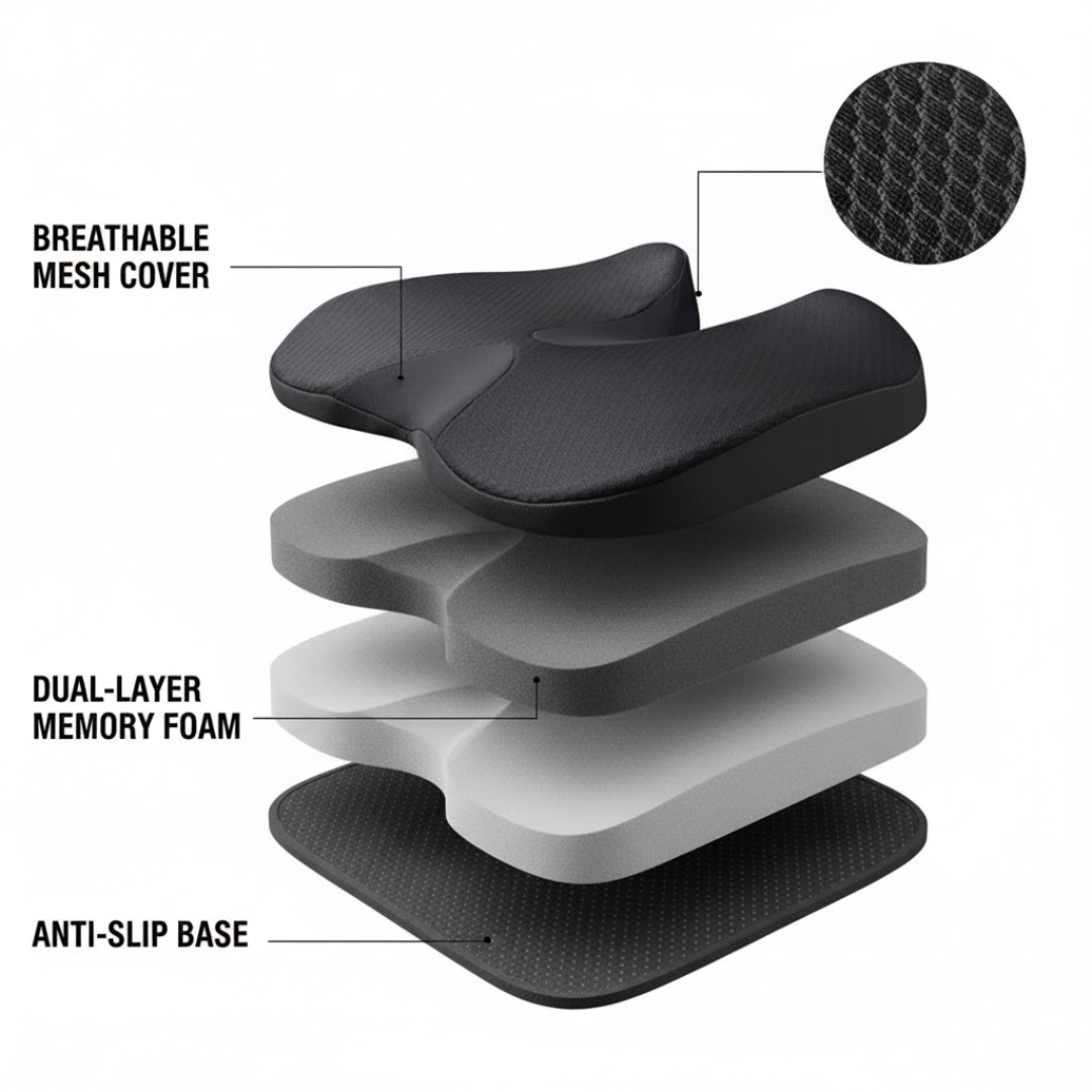 Moktan Sabai Ergonomic Memory Foam Seat Cushion for Office Chair & Car