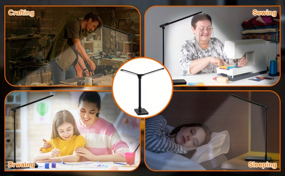 Moktan Sabai Adjustable LED Desk Lamp – Touch Dimmable Gooseneck Light for Office & Reading