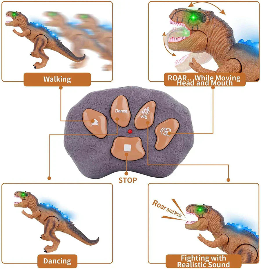 Moktan Sabai Remote Control T-Rex Dinosaur with Lights Sounds Walking RC Toy