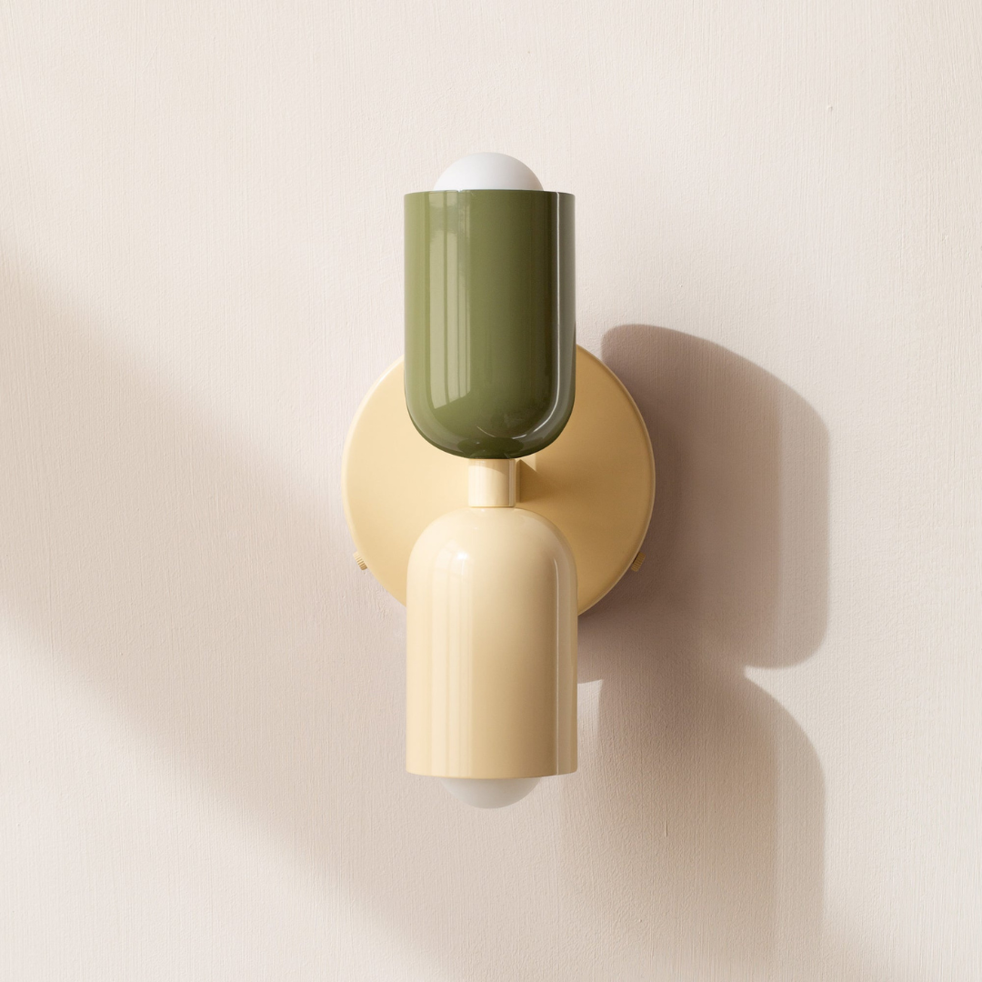 Moktan Sabai Modern Minimalist Cylinder LED Wall Sconce Iron Indoor Wall Light Green White Beige