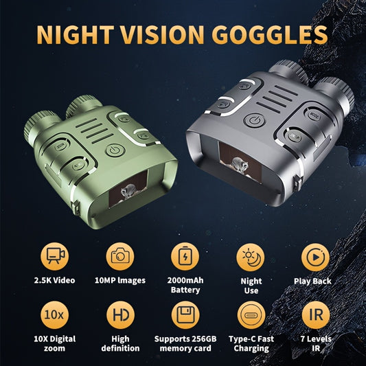 2.5K Night Vision Binoculars with Zoom & Recording, 800m Infrared Goggles Outdoor