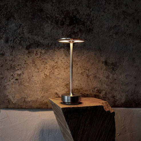 Moktan Sabai Modern Brass Cone LED Rechargeable Table Lamp Cordless USB-C
