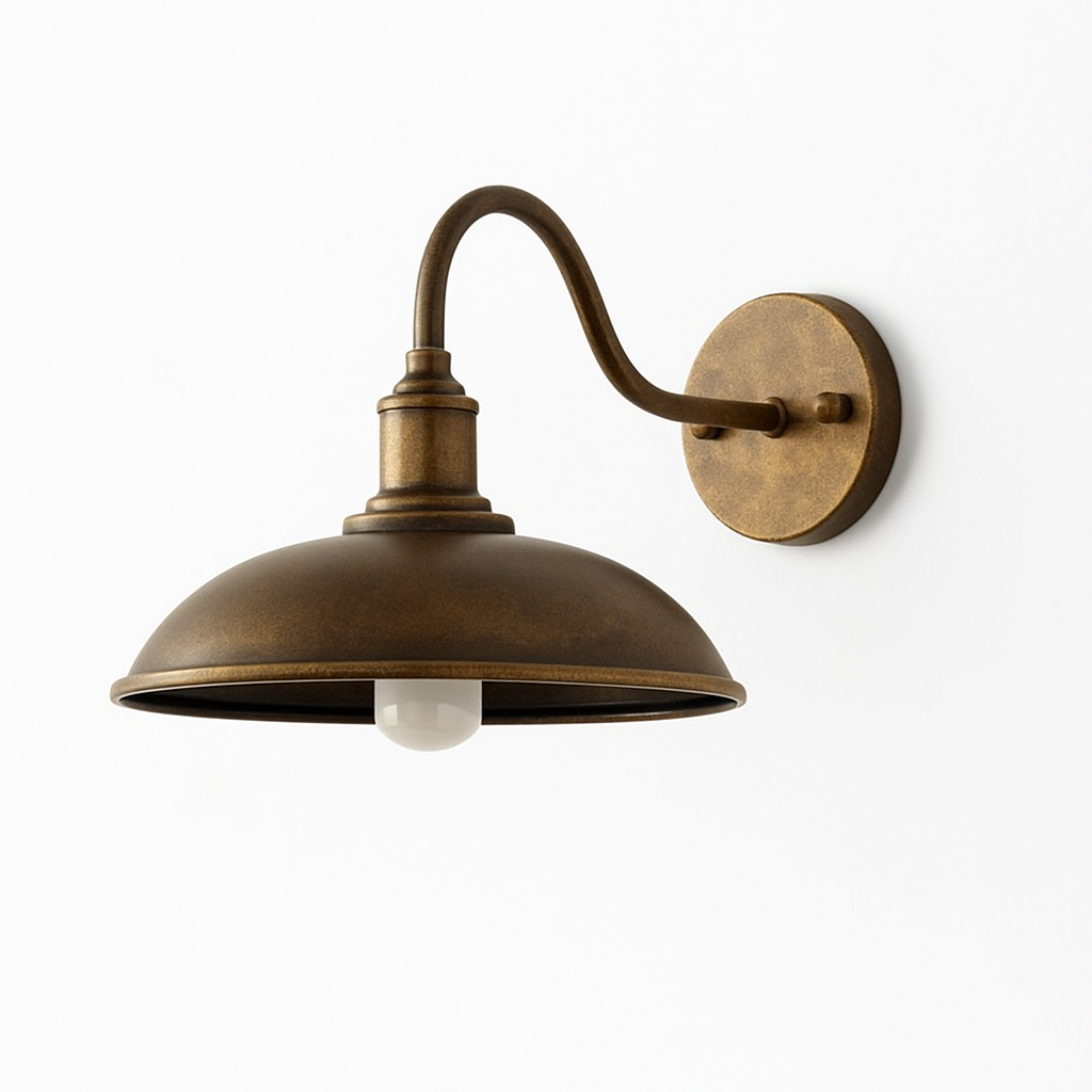 Moktan Sabai Vintage Industrial Iron Bowl Outdoor Wall Light LED Wall Sconce Included